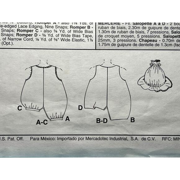 McCalls 8294 Sewing pattern baby romper with snap crotch - Picture 6 of 6